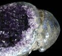 Wide Amethyst Crystal Cluster With Calcite - Metal Stand #63120-3